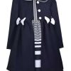 Kids * | Cheapest Bonnie Jean Girls 4-6X Nautical Dress And Coat Set Navy