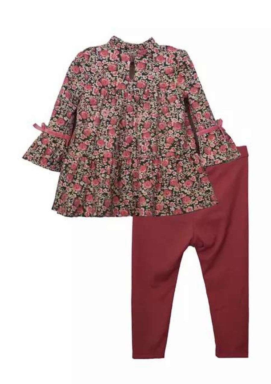 Kids * | Brand New Bonnie Jean Girls 4-6X Long Sleeve Printed Knit Set Multi