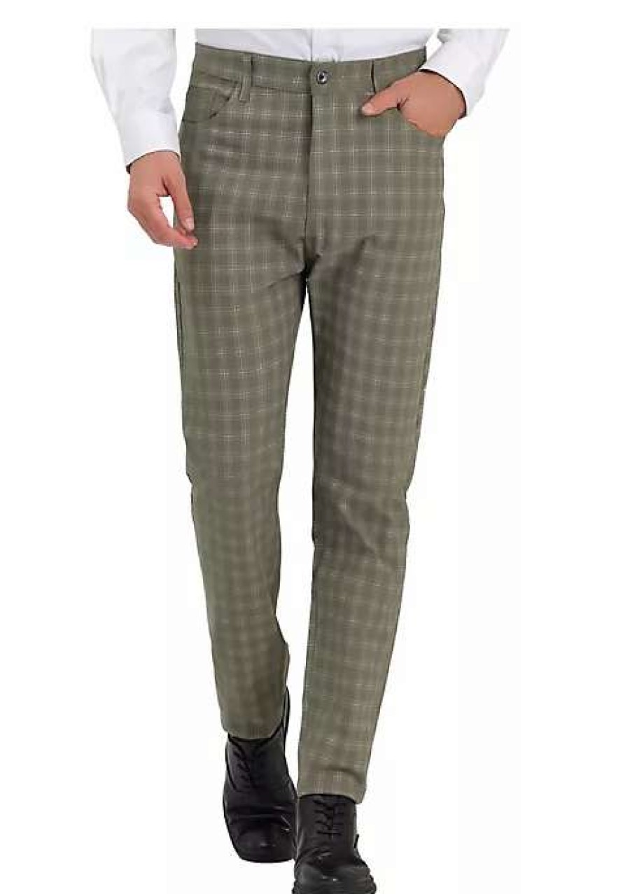 Men * | Best Deal Lars Amadeus Men'S Plaid Dress Pants Stretch Slim Fit Flat Front Checked Trousers