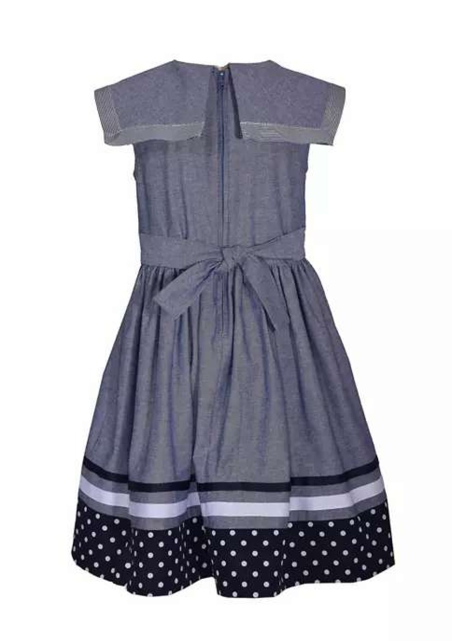 Kids * | Best Sale Bonnie Jean Girls 4-6X Sleeveless Nautical Dress Chambray