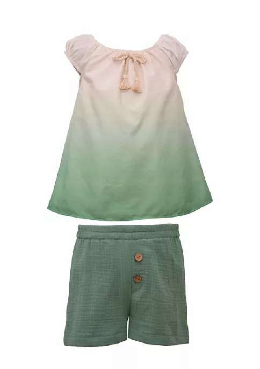 Kids * | Budget Bonnie Jean Girls 4-6X Dip Dye Short Set Green