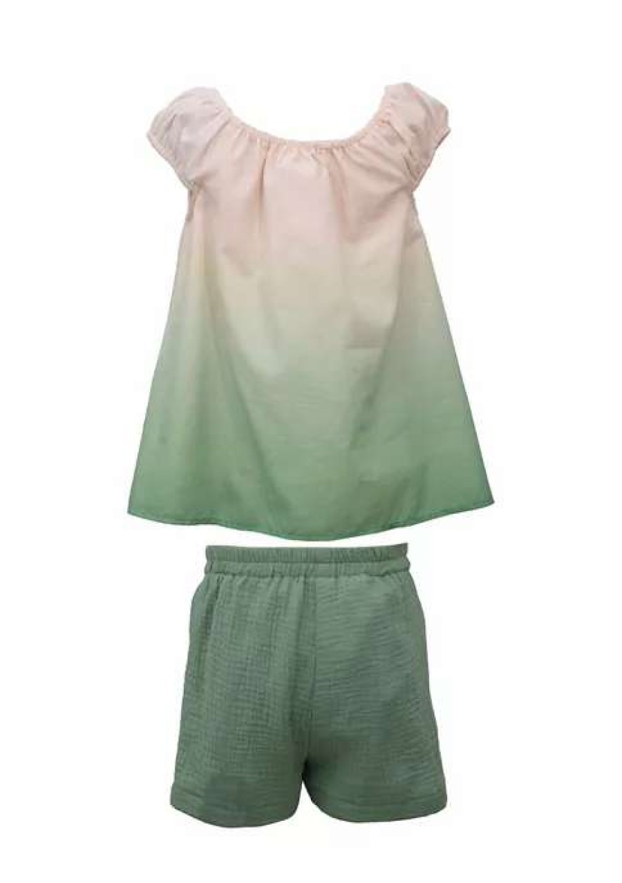 Kids * | Budget Bonnie Jean Girls 4-6X Dip Dye Short Set Green