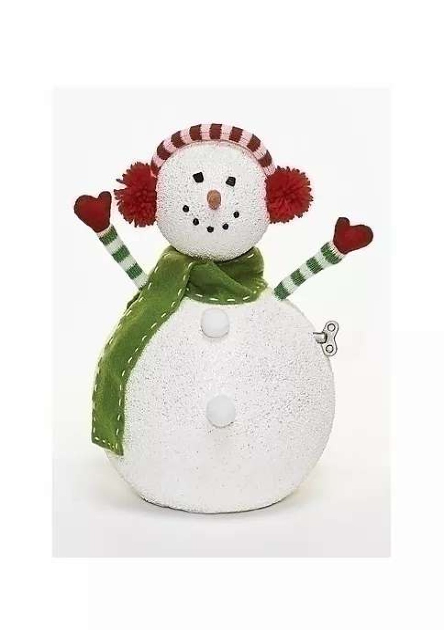 Home * | Flash Sale Roman 12 Animated And Musical Snowman With Earmuffs Christmas Figurine White