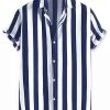 Men * | Hot Sale Lars Amadeus Men'S Stripe Shirt Short Sleeved Color Block Button Down Beach Shirt