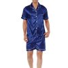 Men * | Top 10 Lars Amadeus Men'S Nightwear Short Sleeve Top And Pants Summer Sleepwear Satin Solid Pajama Sets