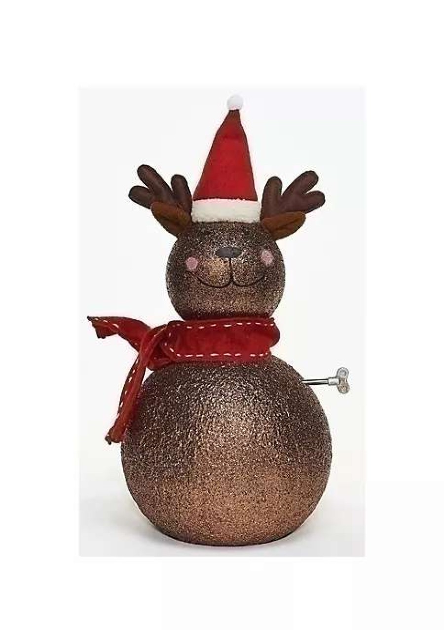 Home * | New Roman 18 Metallic And Red Musical Reindeer Christmas Tabletop Figurine Brown