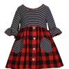 Kids * | Coupon Bonnie Jean Girls 4-6X 3/4 Sleeve Knit Plaid Dress Red