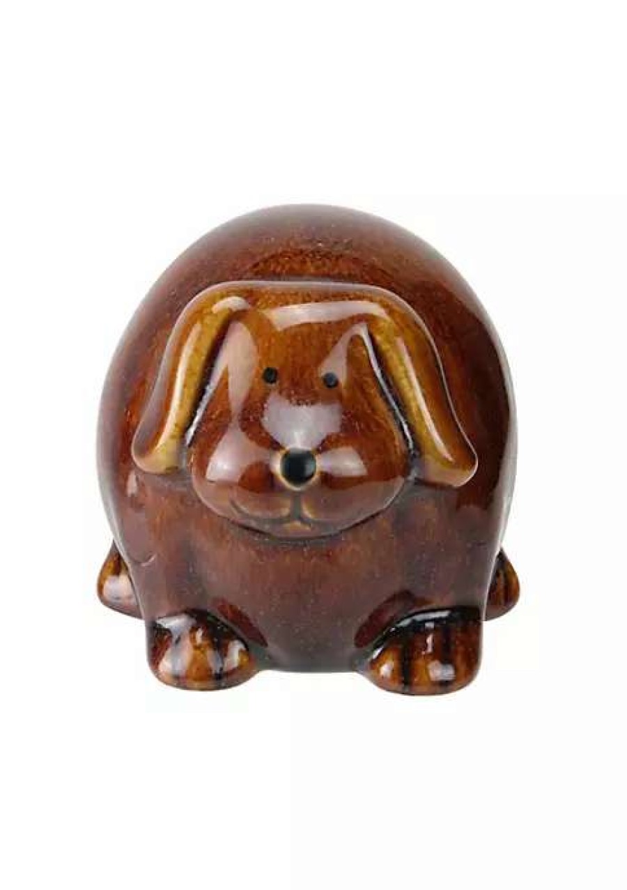 Home * | Cheapest Roman 3.5 Pudgy Pals Floppy Eared Dark Porcelain Doggy Table Top And Garden Figure Brown