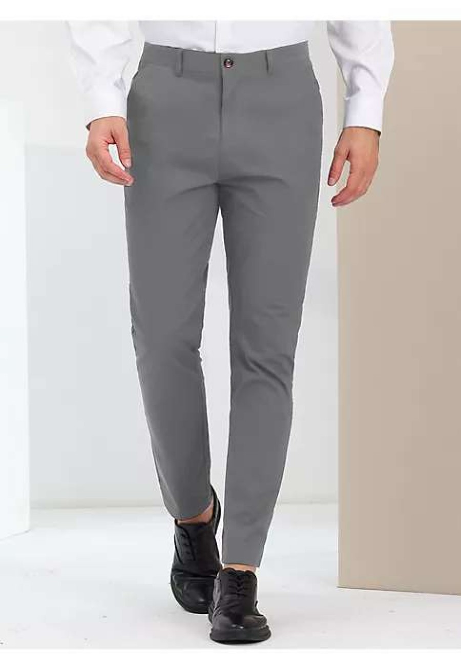 Men * | Hot Sale Lars Amadeus Men'S Office Pants Slim Fit Solid Color Dress Trousers