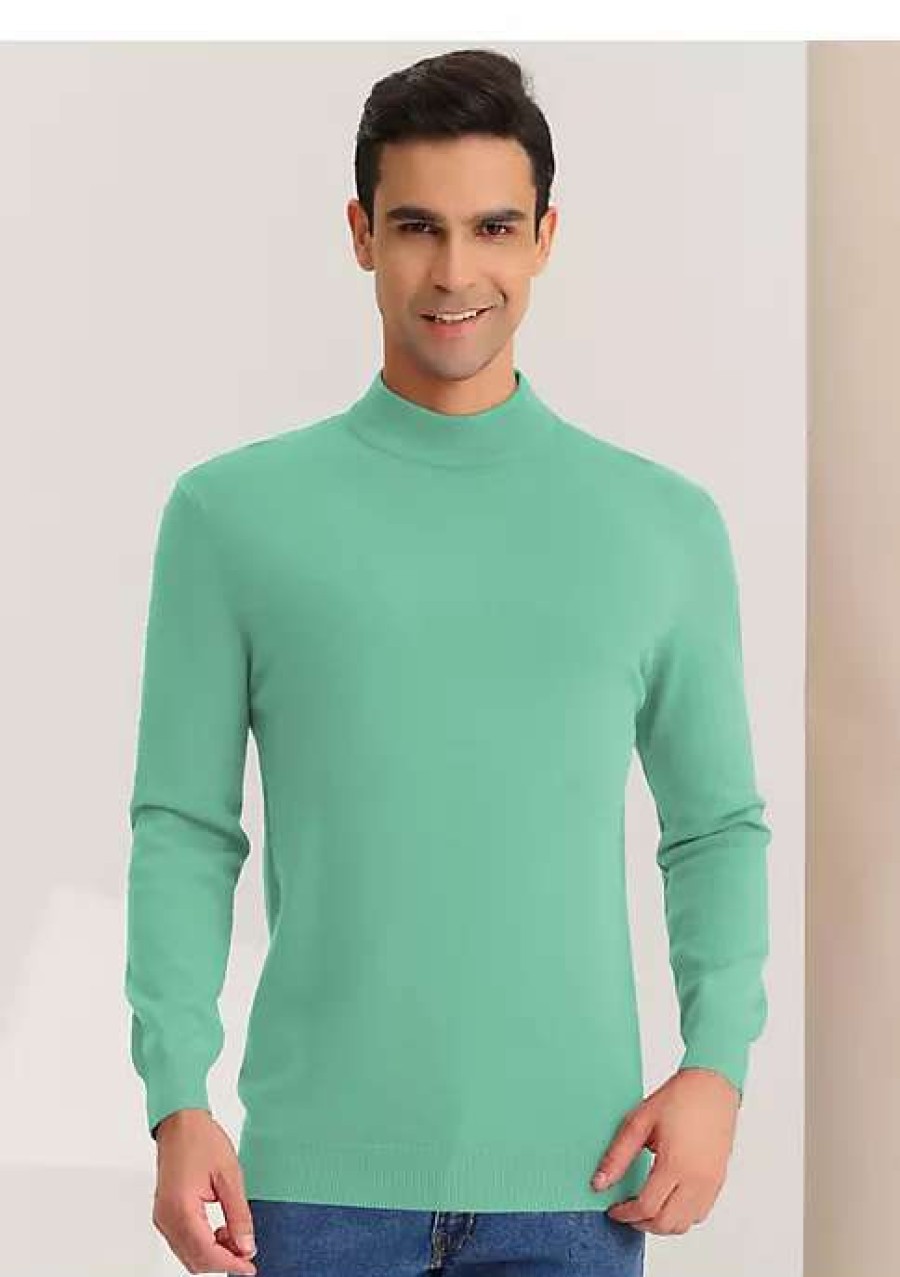 Men * | Outlet Lars Amadeus Men'S Mock Neck Sweater Solid Color Classic Long Sleeves Knit Pullover