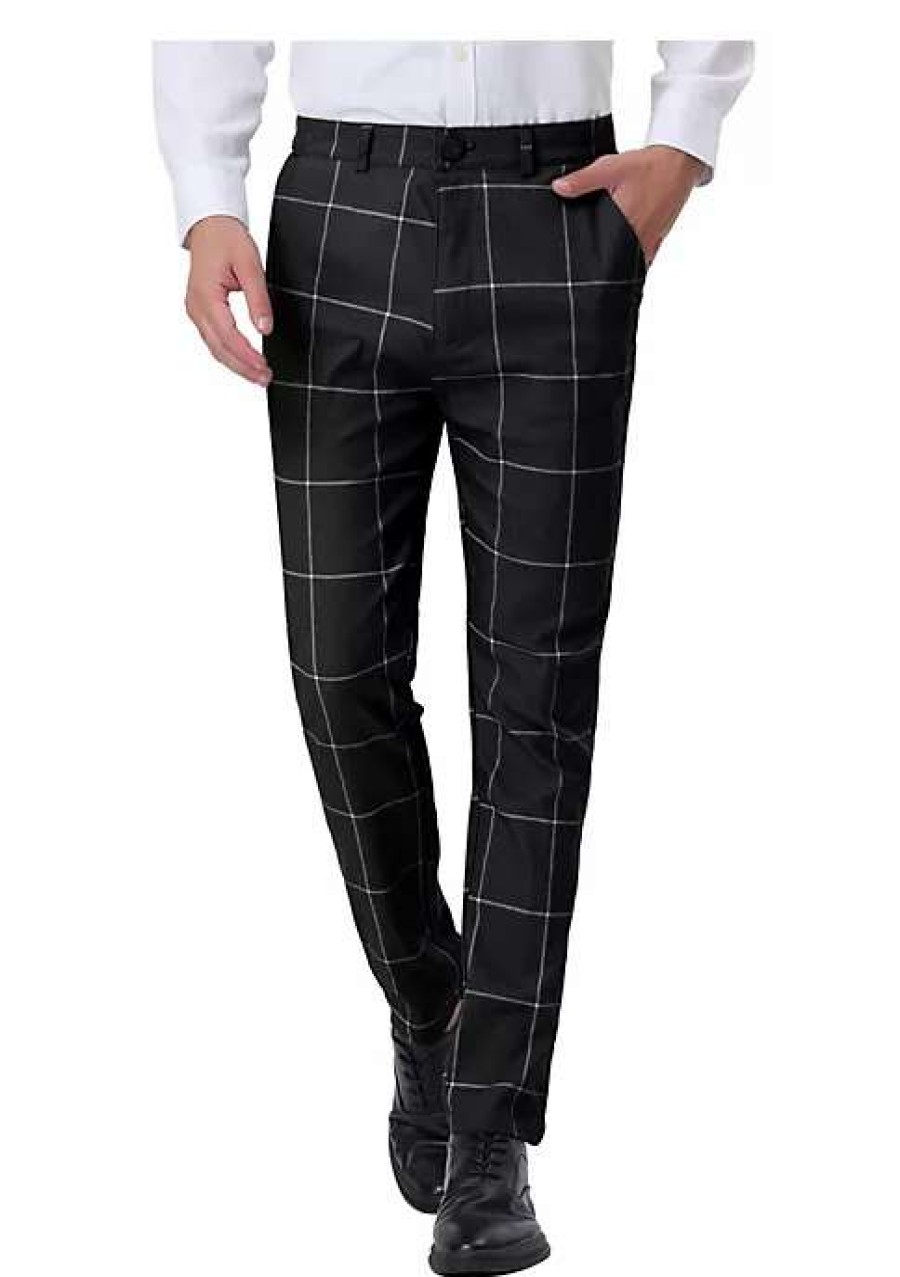 Men * | Wholesale Lars Amadeus Men'S Plaid Dress Pants Slim Fit Flat Front Business Check Trousers