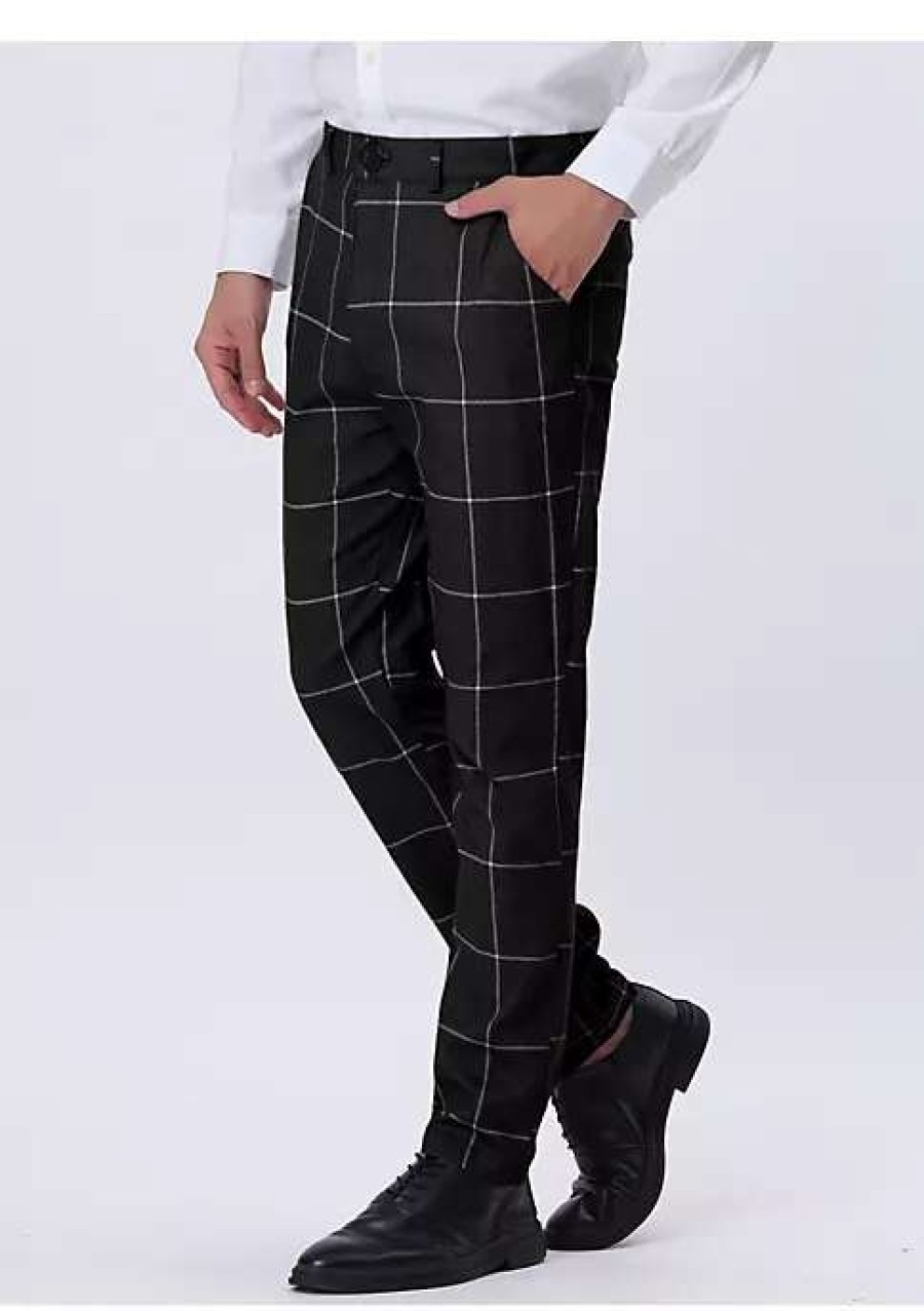 Men * | Wholesale Lars Amadeus Men'S Plaid Dress Pants Slim Fit Flat Front Business Check Trousers