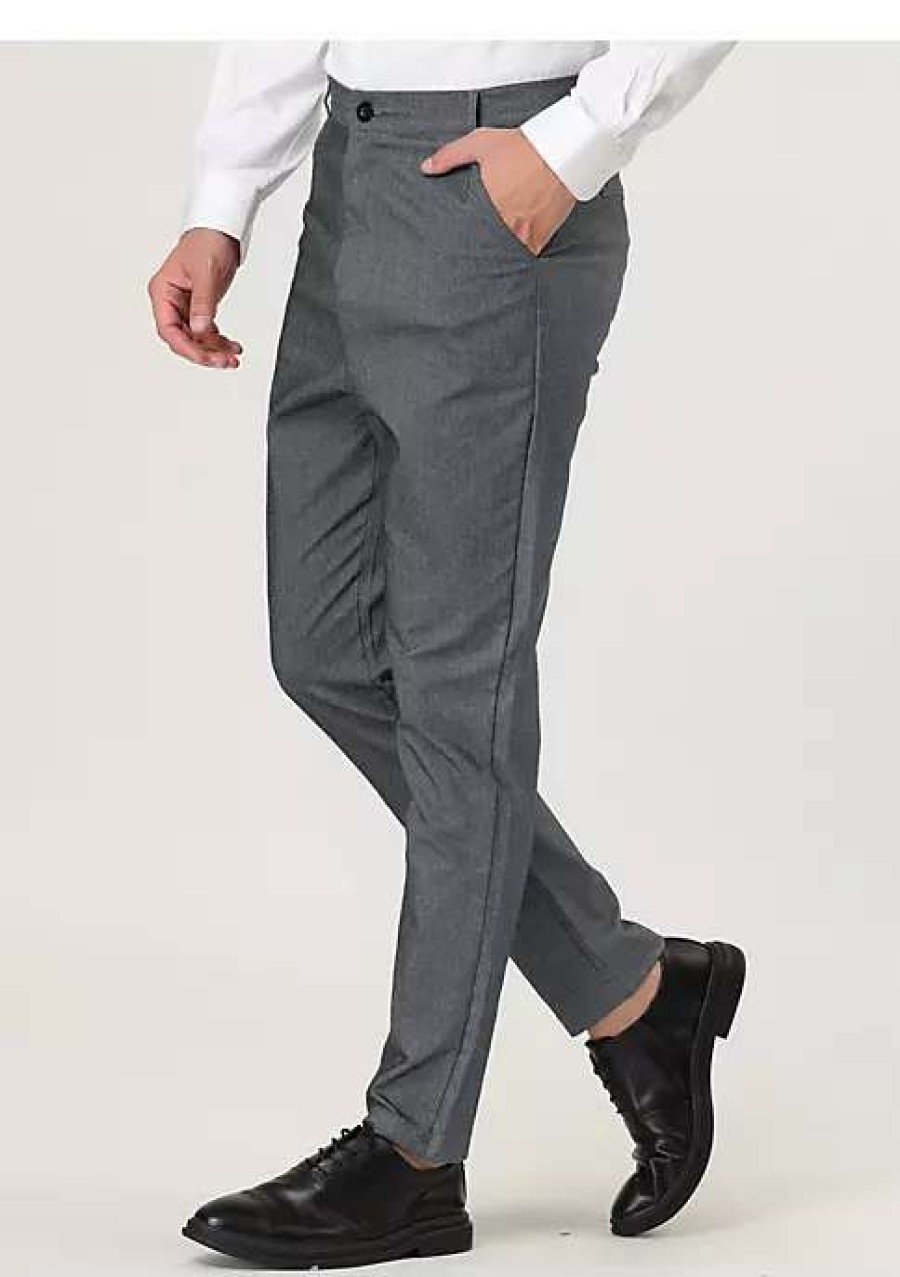 Men * | Coupon Lars Amadeus Men'S Skinny Trousers Solid Color Flat Front Pencil Dress Pants