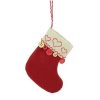 Home * | Outlet Roman 6.5 And Tan Embroide Hearts And Buttons Christmas Stocking Ornament Red