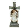 Home * | Best Sale Roman 19 Joseph'S Studio Angel Resting On Cross With Inspirational Phase Outdoor Garden Statue Green