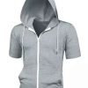 Men * | Best Deal Lars Amadeus Men'S Hoodies Solid Color Zip Up Short Sleeve Jackets