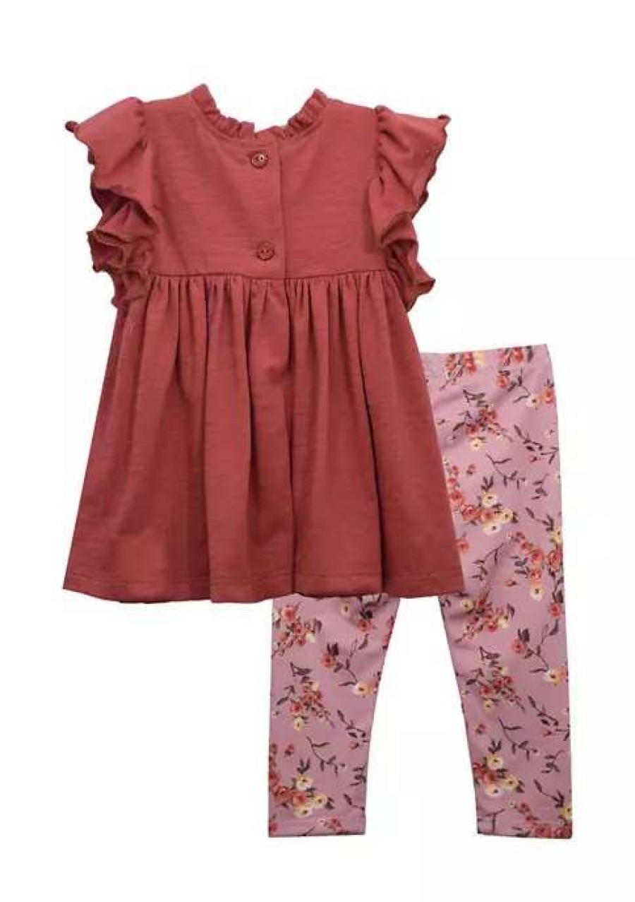 Kids * | Promo Bonnie Jean Toddler Girls Smocked Set With Headband Rust