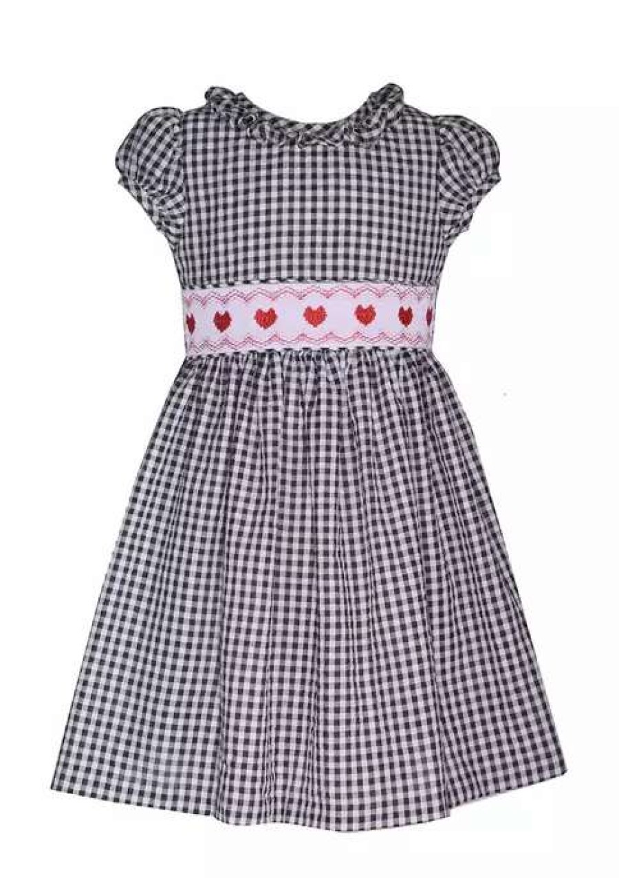 Kids * | Best Pirce Bonnie Jean Girls 4-6X Smocked Valentine'S Day Dress Black/White