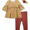 Kids * | Deals Bonnie Jean Girls 4-6X 3/4 Bell Sleeve Shirt And Leggings Set Mustard