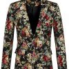 Men * | Promo Lars Amadeus Men'S Suit Blazer Slim Fit Floral Printed One Button Prom Jacket Sport Coat