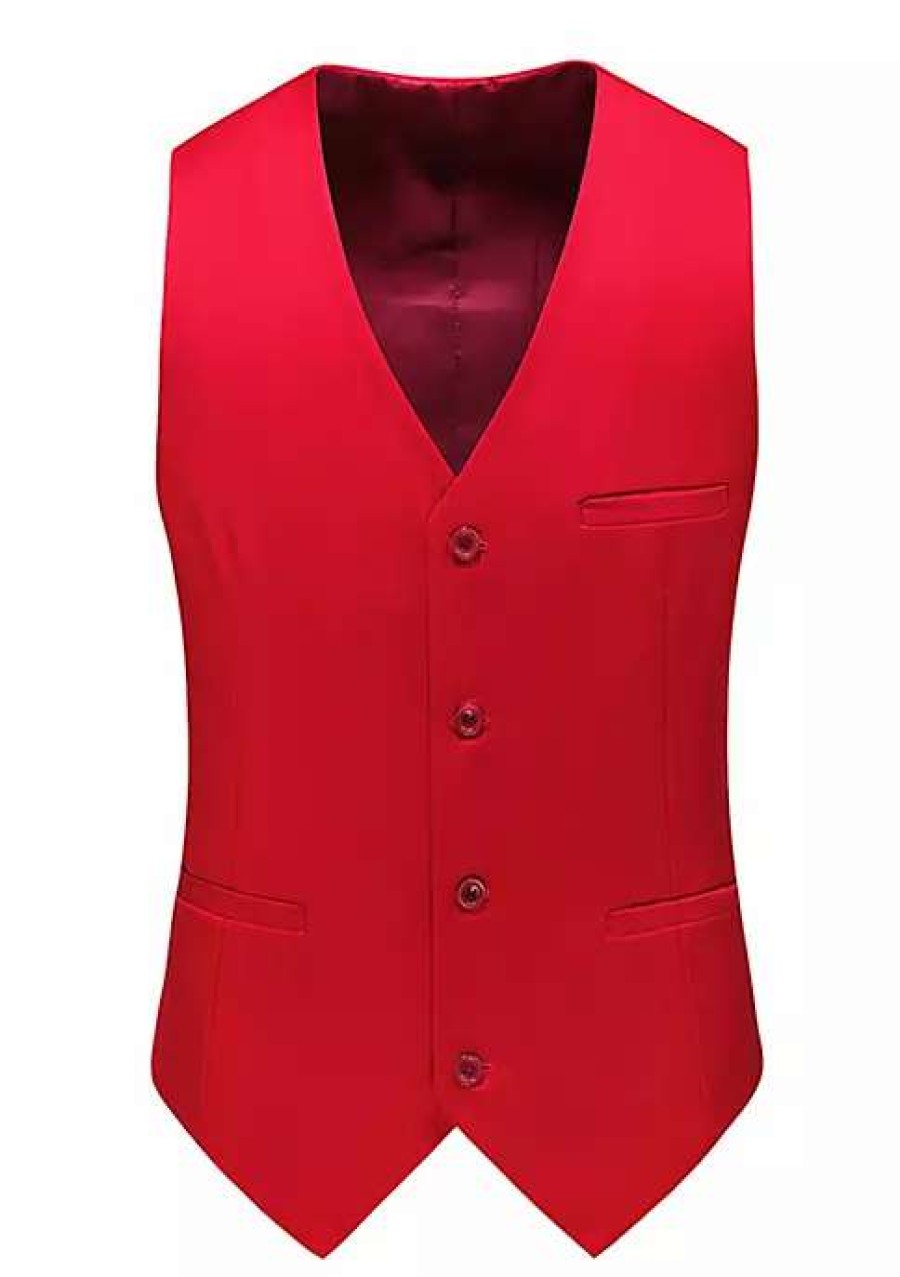 Men * | Outlet Lars Amadeus Men'S Formal Vest Slim Fit V Neck Business Dress Suit Waistcoat With 3 Pockets