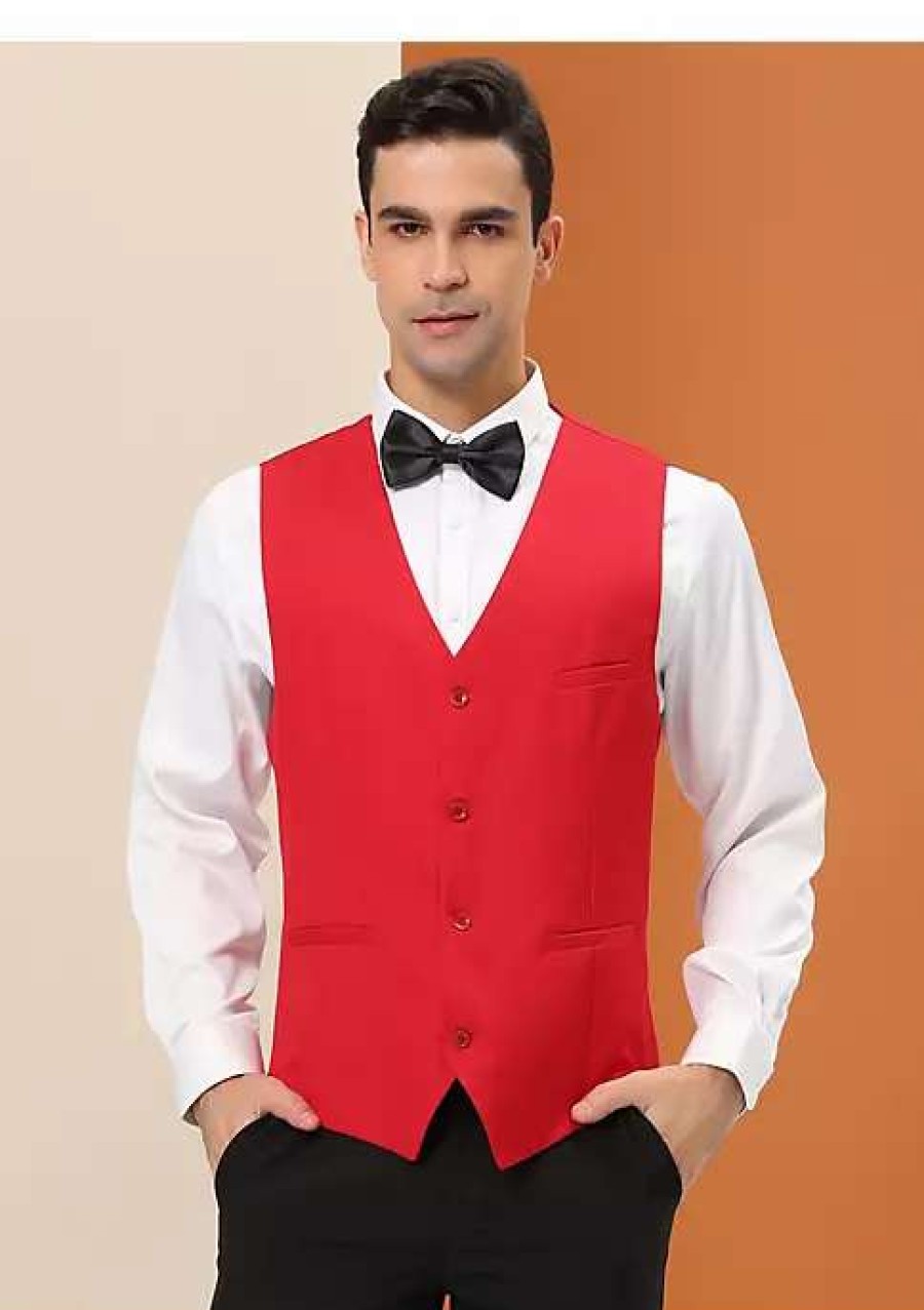 Men * | Outlet Lars Amadeus Men'S Formal Vest Slim Fit V Neck Business Dress Suit Waistcoat With 3 Pockets