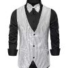 Men * | Brand New Lars Amadeus Men'S Sequin Waistcoat Shiny Sleeveless Party Prom Dress Suit Vest With Bow Tie