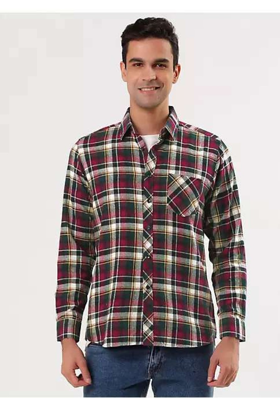 Men * | Cheap Lars Amadeus Men'S Plaid Shirts Long Sleeves Button Down Western Casual Checked Shirt