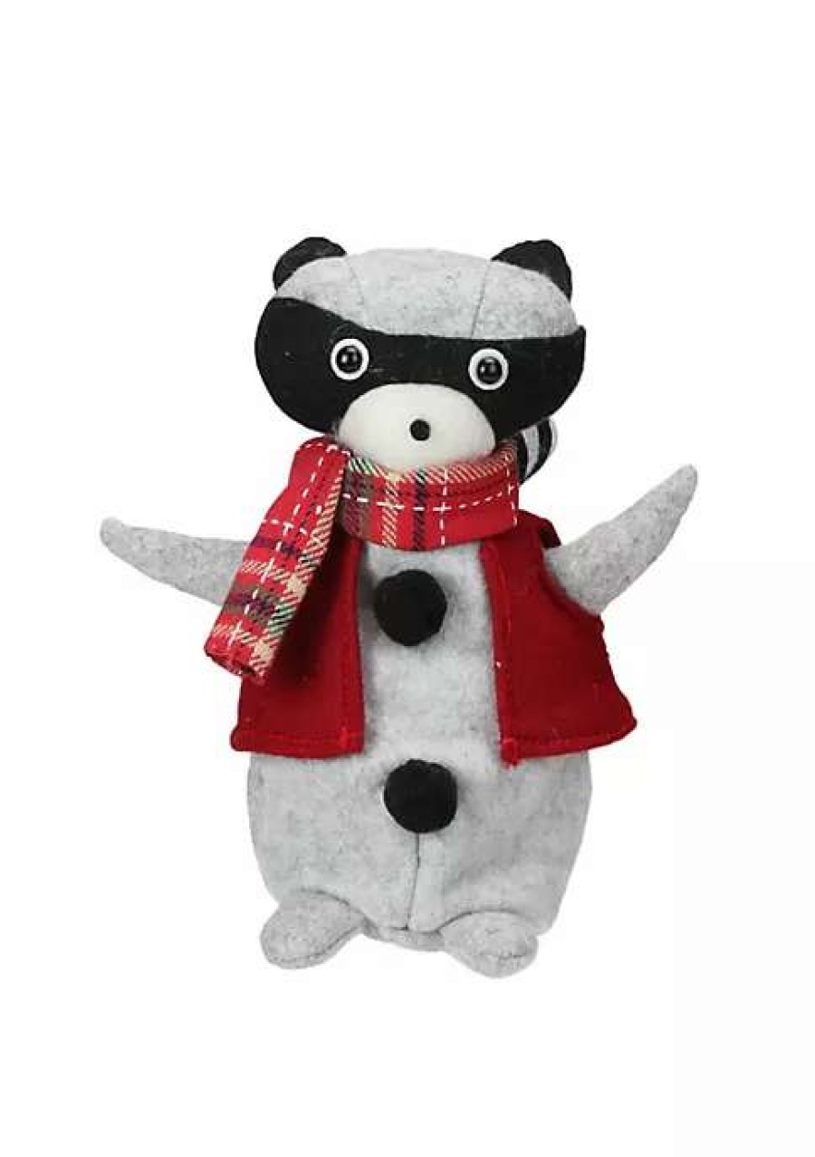 Home * | Buy Roman 7 Animated And Flannel Raccoon Tabletop Christmas Decoration Gray