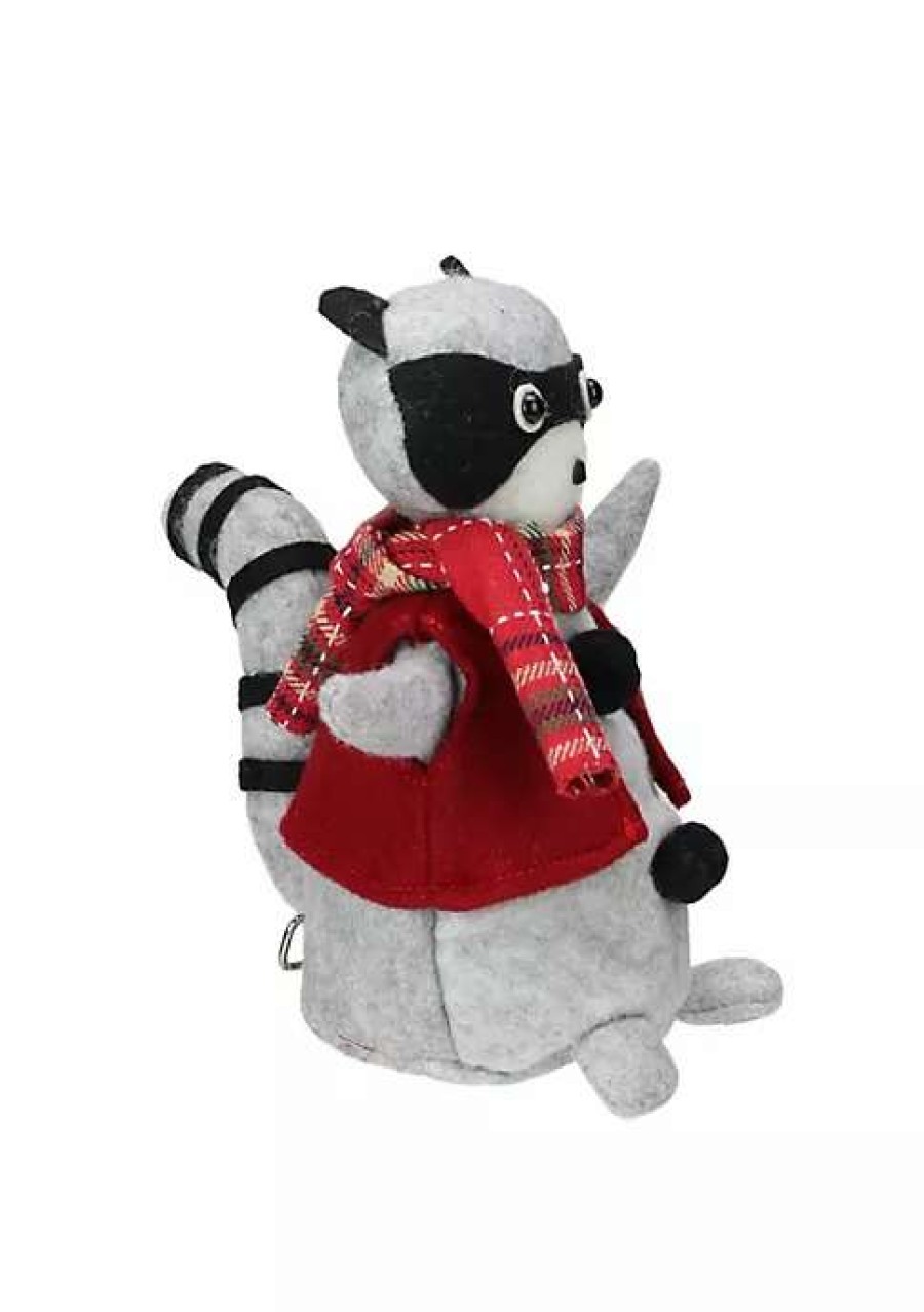 Home * | Buy Roman 7 Animated And Flannel Raccoon Tabletop Christmas Decoration Gray