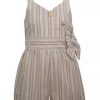 Kids * | Deals Bonnie Jean Girls 7-16 Striped Romper Tan