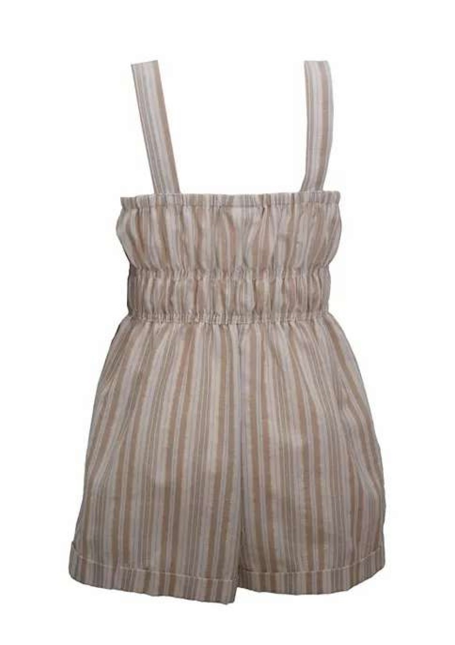 Kids * | Deals Bonnie Jean Girls 7-16 Striped Romper Tan