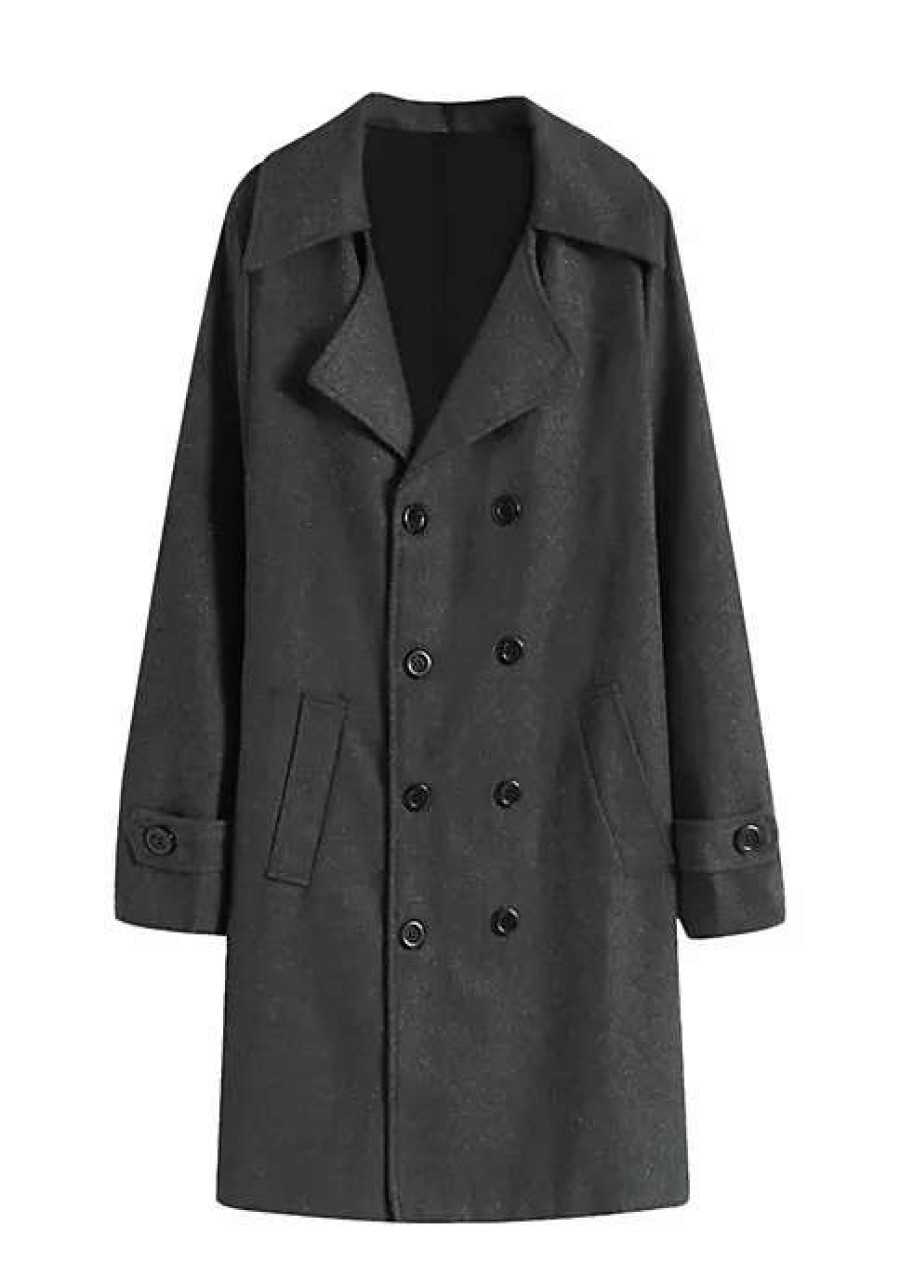 Men * | Hot Sale Lars Amadeus Men'S Winter Overcoat Double Breasted Lapel Collar Long Pea Coat