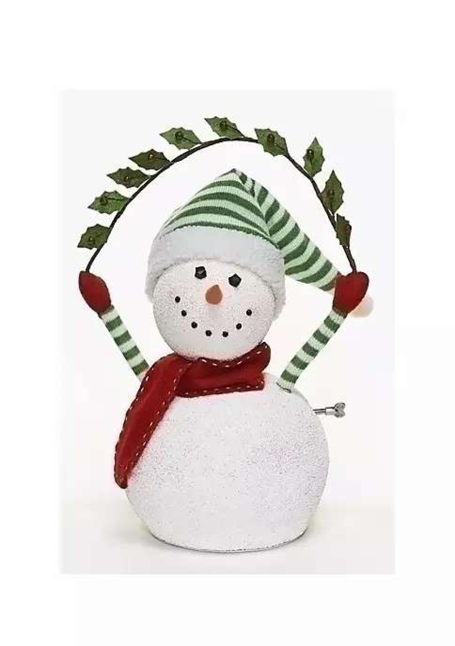 Home * | Budget Roman 17 And Green Animated And Musical Snowman Christmas Figurine White