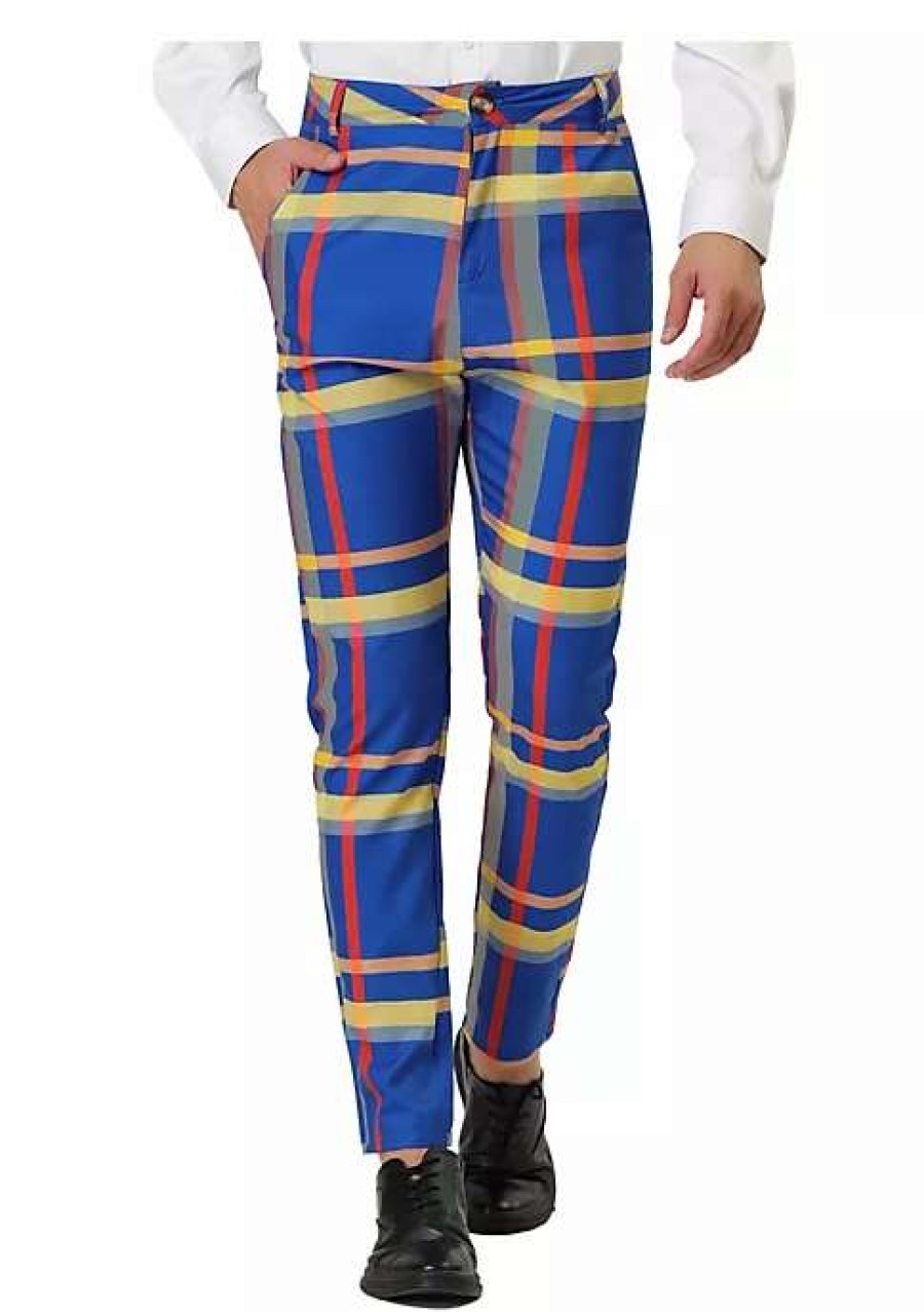 Men * | Top 10 Lars Amadeus Men'S Dress Plaid Pants Regular Fit Business Pencil Checked Trousers