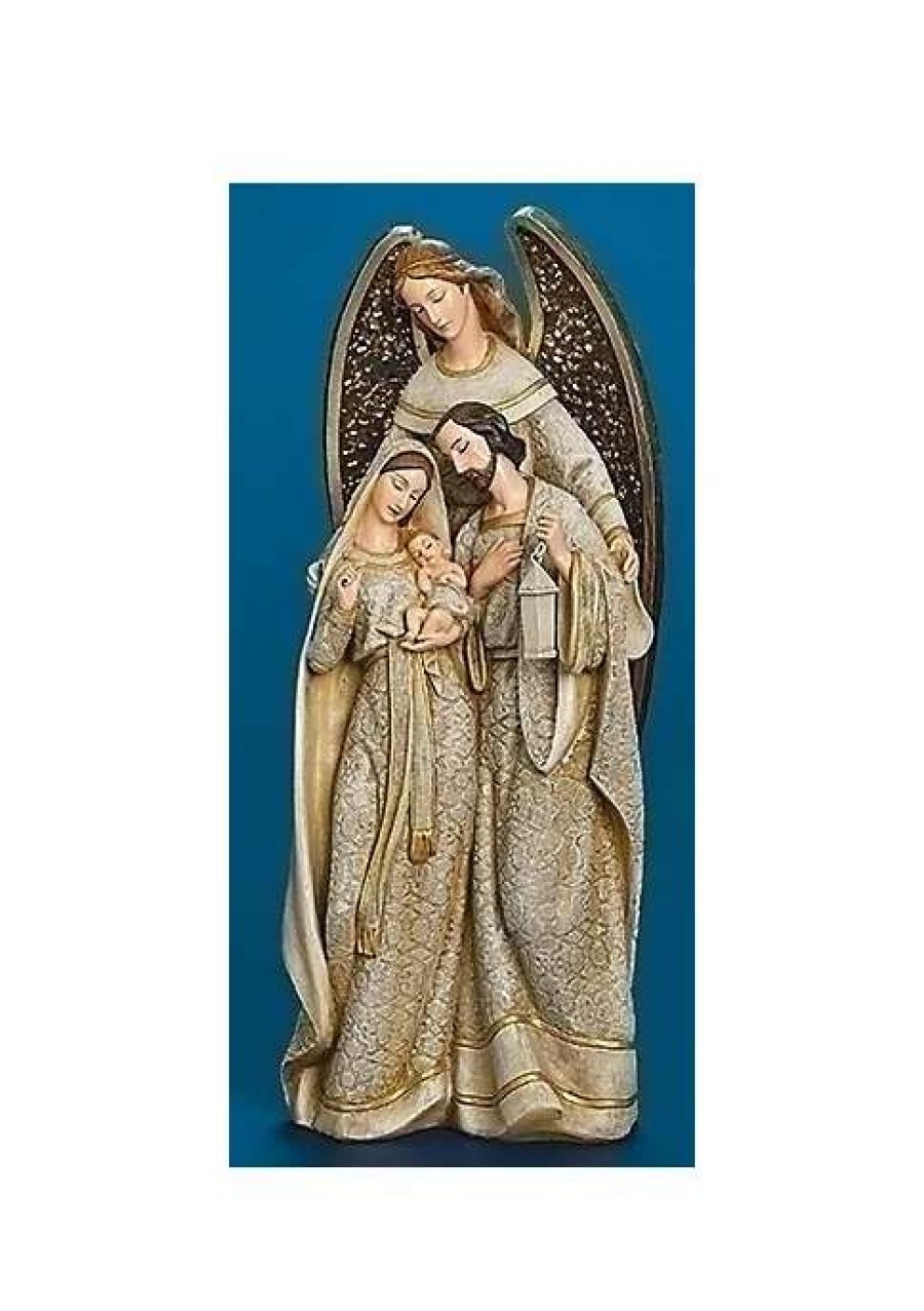 Home * | Discount Roman 12.5 And Brown Angel With Wings Holy Family Religious Nativity Tabletop Figurine Gold