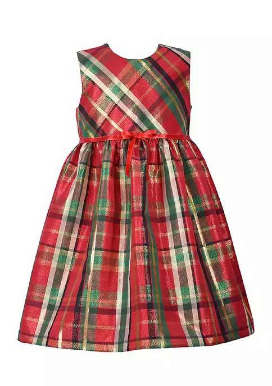 Kids * | Deals Bonnie Jean Baby Girls Plaid Dress With Coat Red