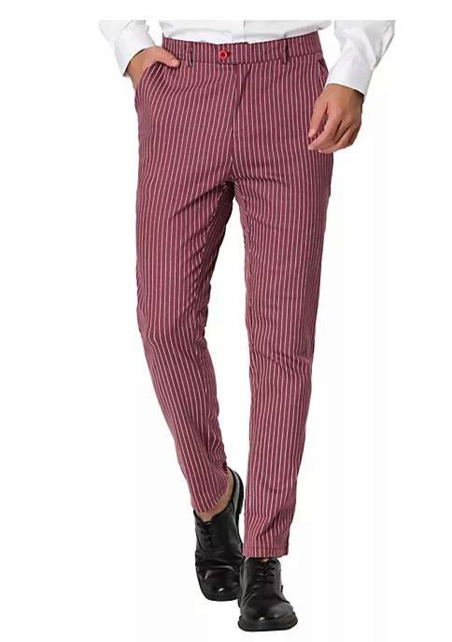 Men * | Hot Sale Lars Amadeus Men'S Stripe Dress Pants Slim Fit Formal Business Prom Trousers