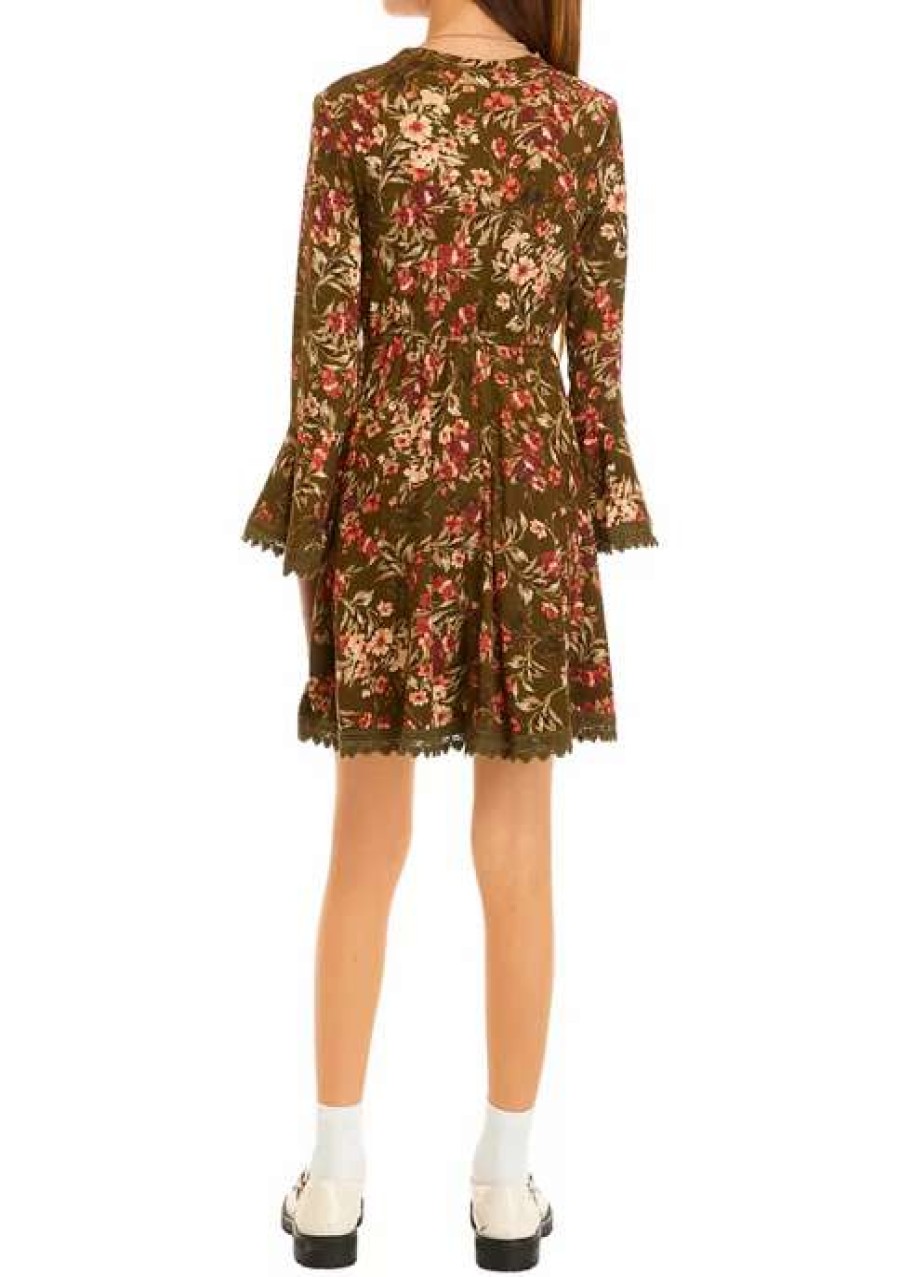 Kids * | Top 10 Bonnie Jean Girls 7-16 Mock Neck Printed Knit Dress Olive