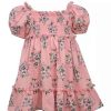 Kids * | Budget Bonnie Jean Girls 4-6X Short Puff Sleeve Smocked Peasant Dress Pink