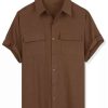 Men * | Brand New Lars Amadeus Men'S Summer Short Sleeves Button Down Solid Shirt With Pockets