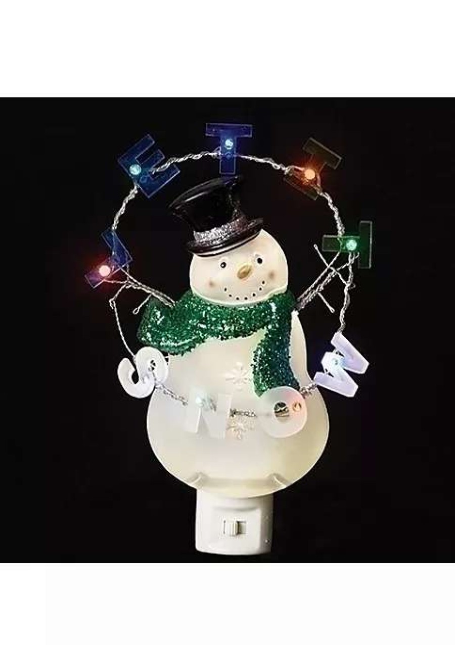 Home * | Budget Roman 8.25 And Green Let It Snow Snowman Led Night Light White