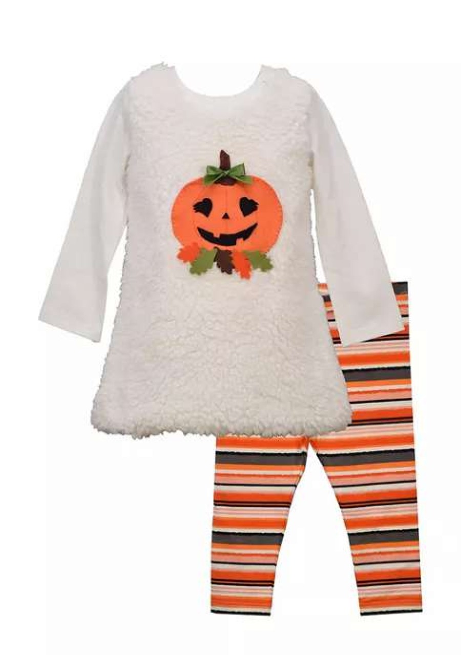 Kids * | Coupon Bonnie Jean Baby Girls Woobie Pumpkin Set Orange