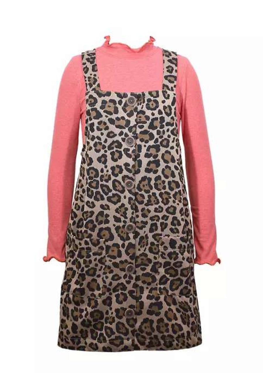 Kids * | Buy Bonnie Jean Girls 7-16 Long Sleeve Leopard Jumper Brown