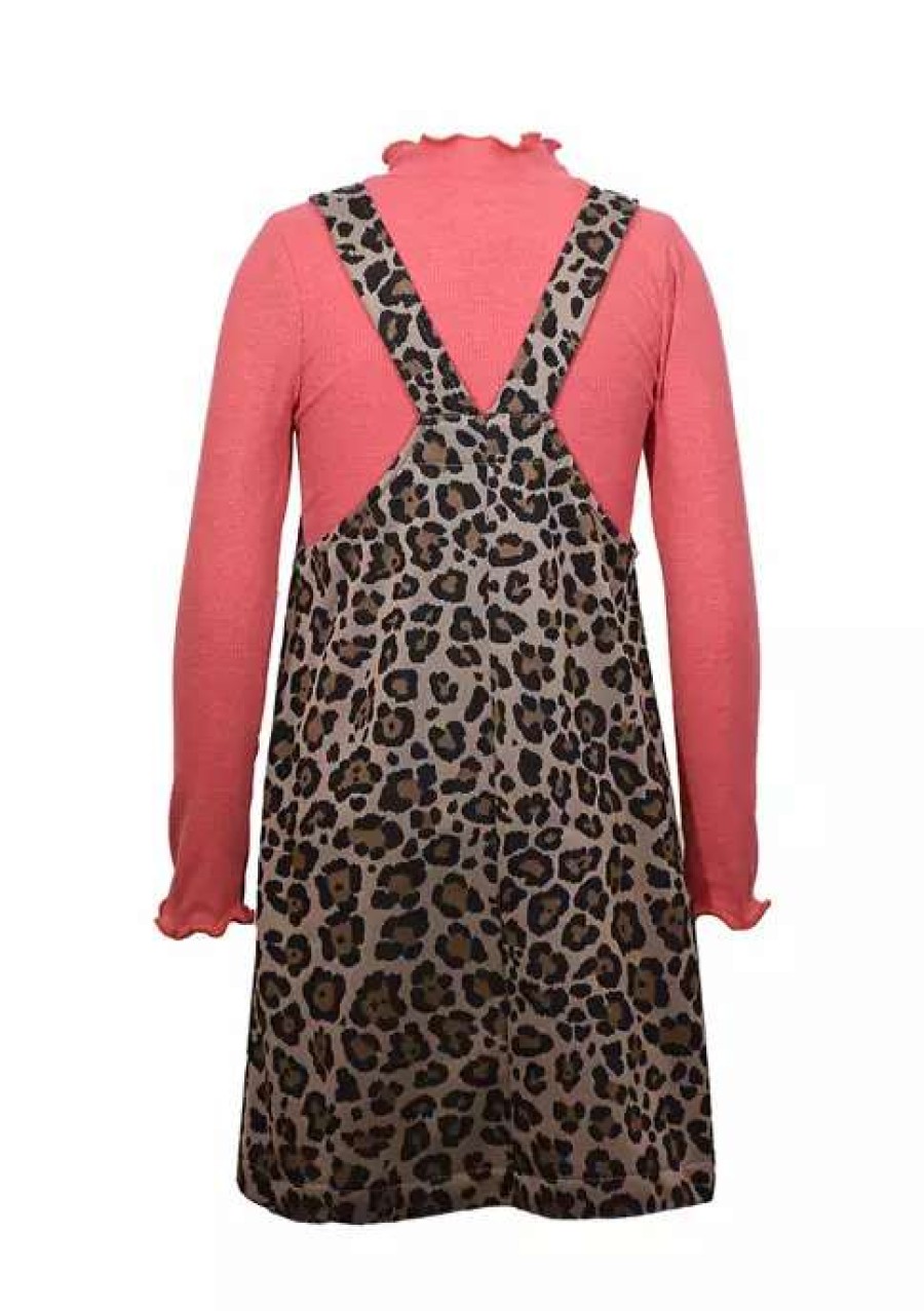 Kids * | Buy Bonnie Jean Girls 7-16 Long Sleeve Leopard Jumper Brown