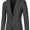 Men * | Promo Lars Amadeus Men'S Casual Plaid Sports Coat Notched Lapel One Button Houndstooth Blazer