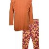 Kids * | Best Pirce Bonnie Jean Toddler Girls Long Sleeve Ruffle Sweater And Pants Set Orange