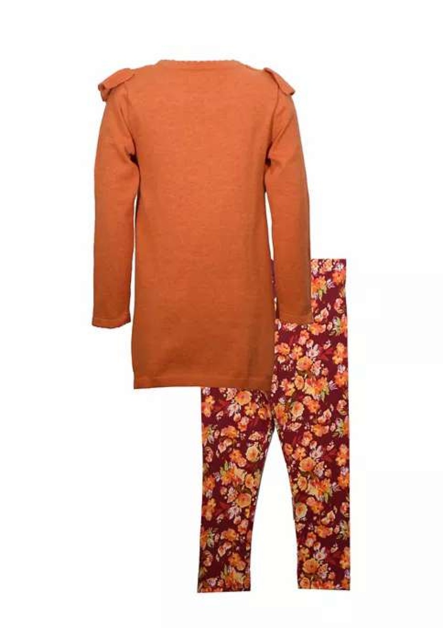 Kids * | Best Pirce Bonnie Jean Toddler Girls Long Sleeve Ruffle Sweater And Pants Set Orange