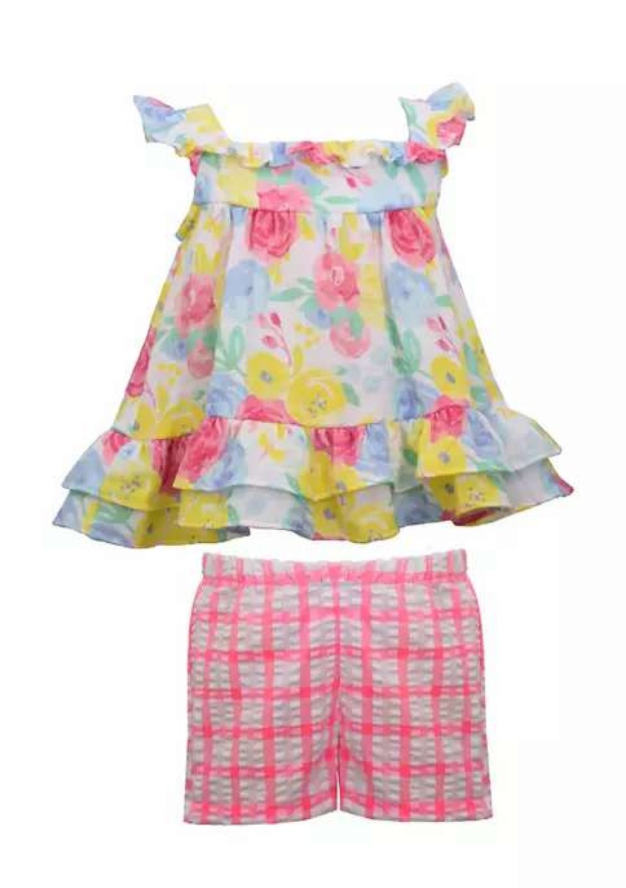 Kids * | Discount Bonnie Jean Toddler Girls Mixed Print Flutter Set Pink