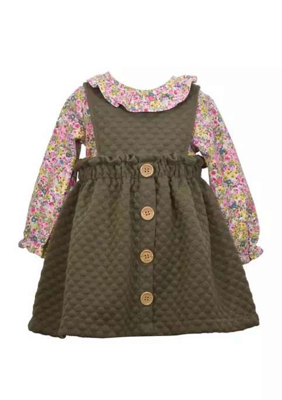 Kids * | Discount Bonnie Jean Toddler Girls Button Front Jumper Green